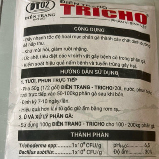 Phân vi sinh Trichoderma chuyên xử lý phân gà, PHÂN CHUỒNG (100g) - giảm mùi môi, giảm ruồi