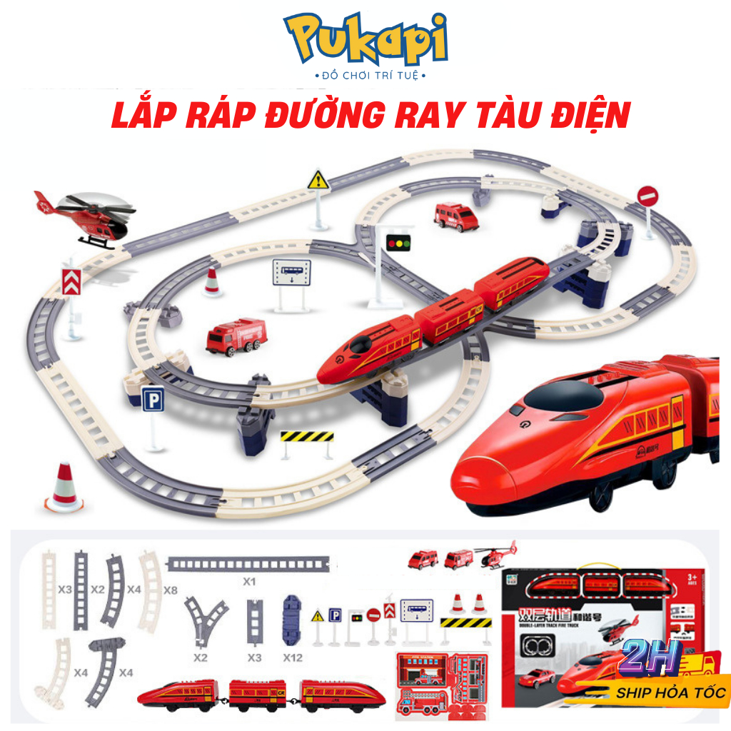 Đồ Chơi Đường Ray Tàu Hỏa Xe Lửa Cao Tốc 2 Tầng Mô Hình Lắp Ráp Phát Triển Trí Não Cho Bé - Đồ Chơi Cho Bé PUKAPI