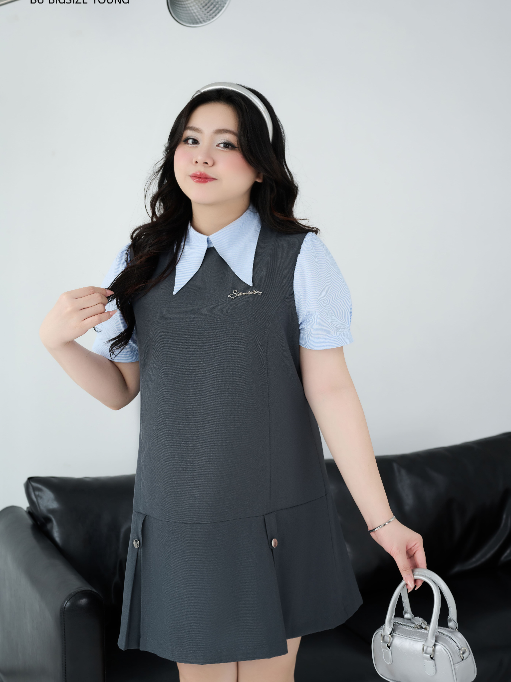 Ảnh Đầm suông cá eo phối xanh BIGSIZE (55kg đến 95kg) – 25HYD211 - [BU Bigsize Young] 3