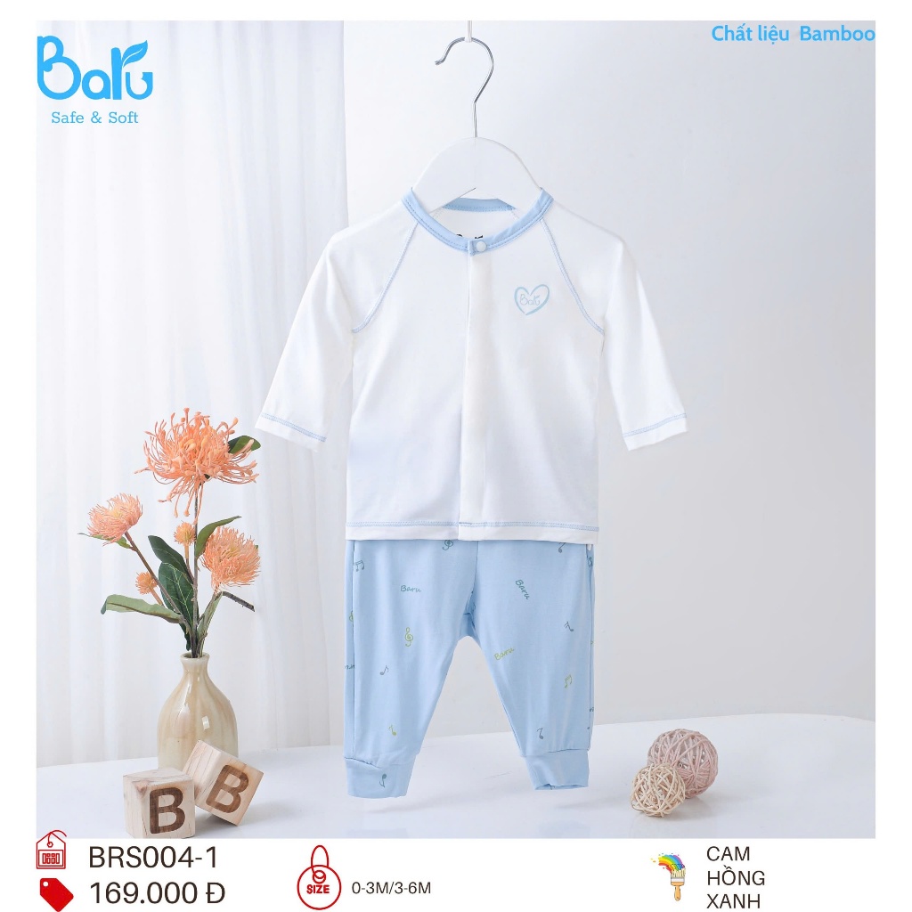 Bộ sơ sinh cài giữa dài tay quần dài