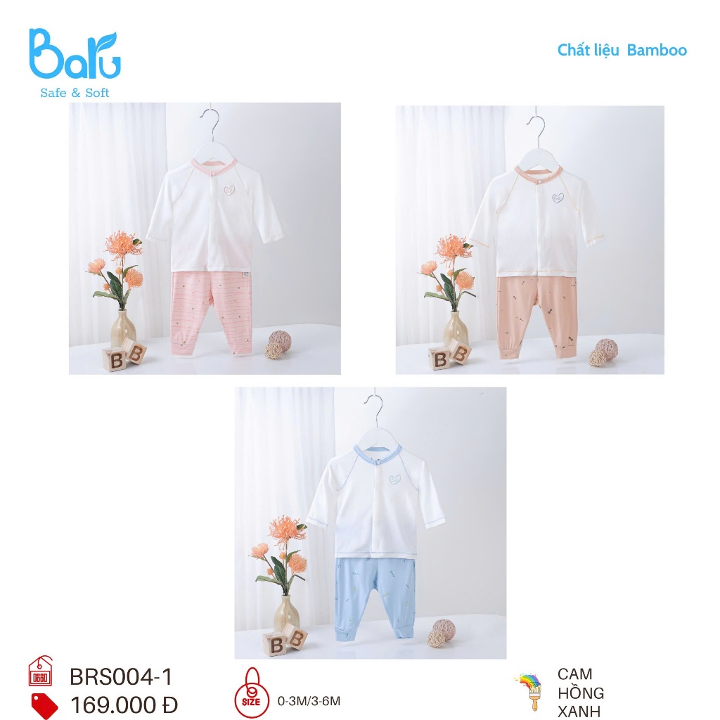 Bộ sơ sinh cài giữa dài tay quần dài