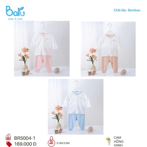 Bộ sơ sinh cài giữa dài tay quần dài