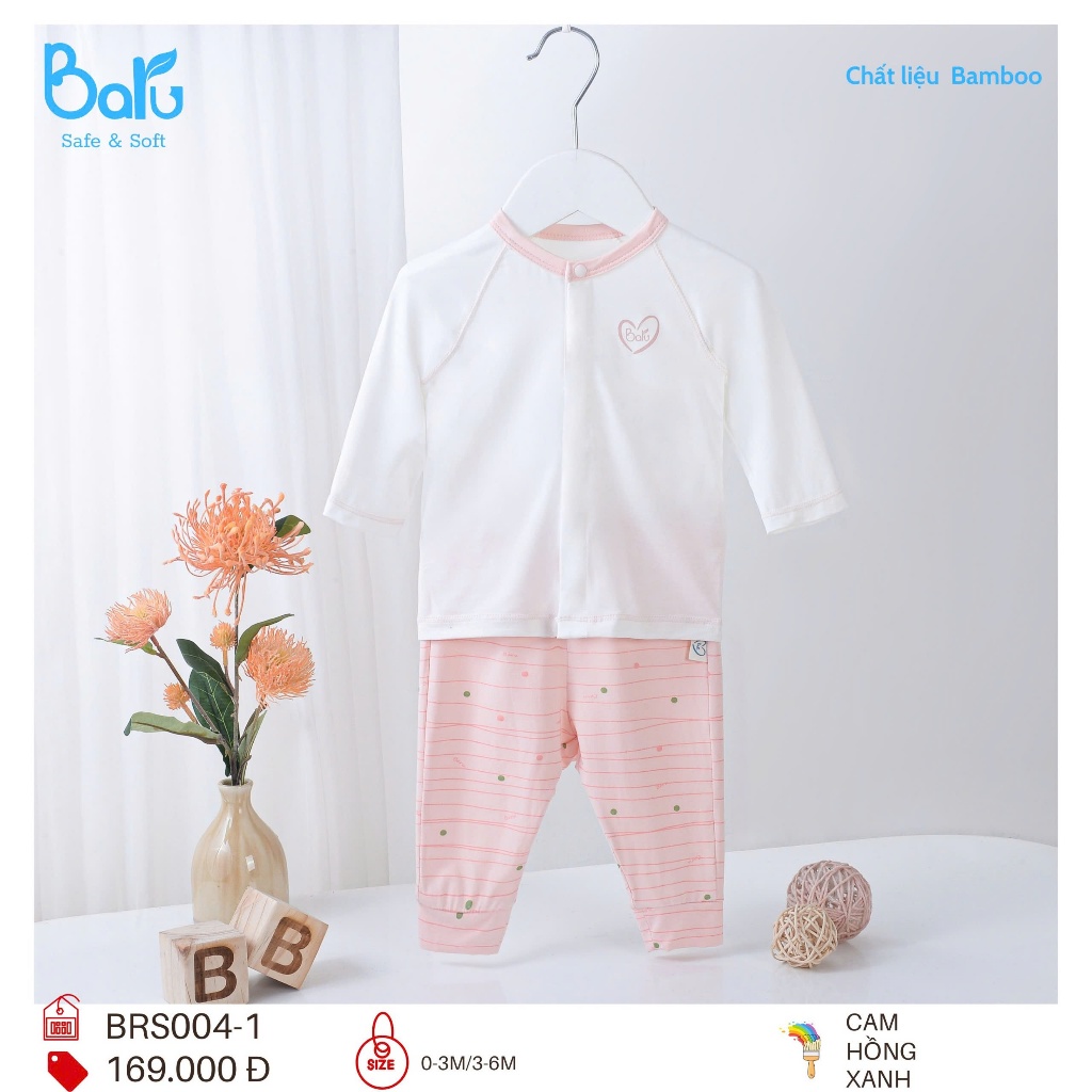 Bộ sơ sinh cài giữa dài tay quần dài
