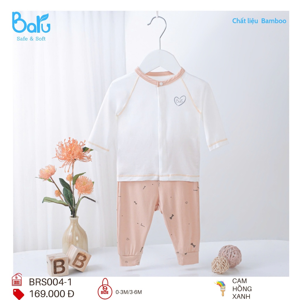 Bộ sơ sinh cài giữa dài tay quần dài