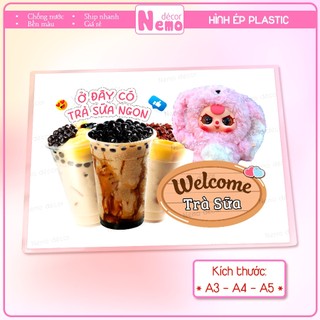 Tranh Trang Trí Quán, Hình Ép Plastic Kính Mời, Ở Đây Có Trà Sữa Ngon Baby Three, Bé Ba Decor Quán Trà Sữa, Cà Phê.