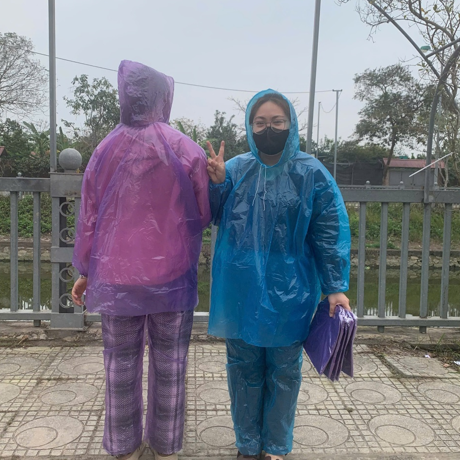 Bộ áo mưa  đi phượt loại dày quần chun áo có dây buộc ở mũ  A1 A2