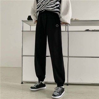 Quần ống xuông ⚡️ Giá Sập Sàn ⚡️ Quan dài Jogger Nam Nữ  Dài Ống Rộng Bo Thêu Mặt Cười Chất Nỉ thun co giãn SSL