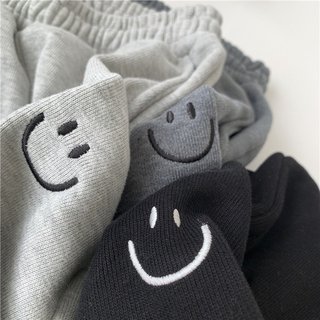 Quần ống xuông ⚡️ Giá Sập Sàn ⚡️ Quan dài Jogger Nam Nữ  Dài Ống Rộng Bo Thêu Mặt Cười Chất Nỉ thun co giãn SSL