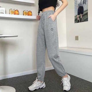 Quần ống xuông ⚡️ Giá Sập Sàn ⚡️ Quan dài Jogger Nam Nữ  Dài Ống Rộng Bo Thêu Mặt Cười Chất Nỉ thun co giãn SSL
