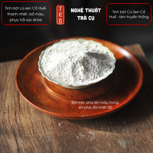 Tinh bột củ sen cổ Huế làm truyền thống đóng hủ pet 100gr pha nóng hoặc nấu soup thay tinh bột khác