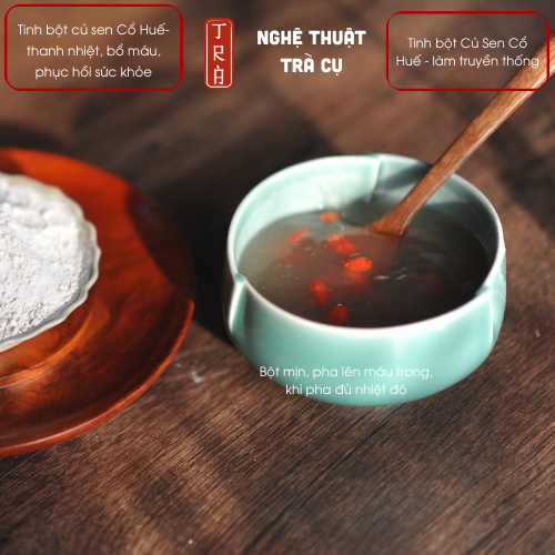 Tinh bột củ sen cổ Huế làm truyền thống đóng hủ pet 100gr pha nóng hoặc nấu soup thay tinh bột khác