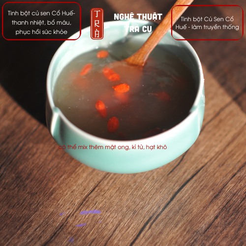 Tinh bột củ sen cổ Huế làm truyền thống đóng hủ pet 100gr pha nóng hoặc nấu soup thay tinh bột khác
