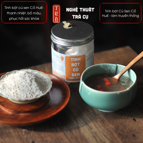 Tinh bột củ sen cổ Huế làm truyền thống đóng hủ pet 100gr pha nóng hoặc nấu soup thay tinh bột khác