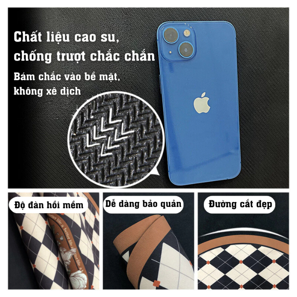 hảm Thấm Hút Nước Nhanh Khô DINO Chất Liệu Da Nappa + Cao Su Chống Trượt, Thảm Lót Ly Tiện Dụng Cho Nhà Bếp