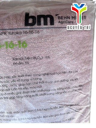 Phân BM Yuroka NPK 16-16-16 nhập khẩu từ Nga dùng cho hoa, rau màu & cây ăn trái bao 25kg