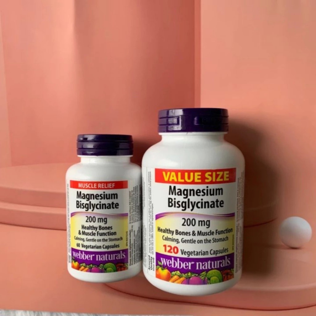 Ảnh Viên uống Magie hỗ trợ sức khoẻ Magnesium Bisglycinate Webber Naturals 200mg 120 viên 1