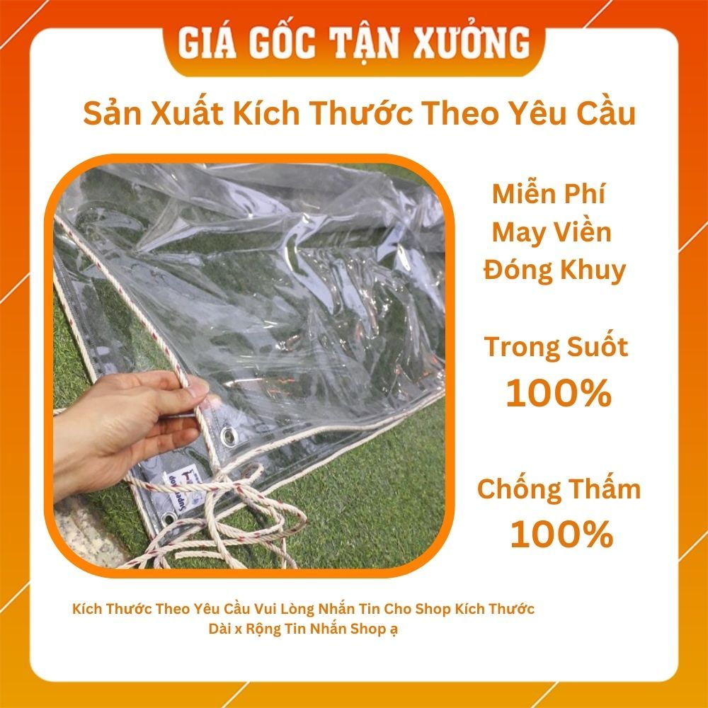 [Free Đóng Khuy - May Viền] Bạt Nhựa Trong Suốt PVC Chống Thấm (loại 0.3mm khổ 1,6m, loại mắt cáo khổ 1,4m)