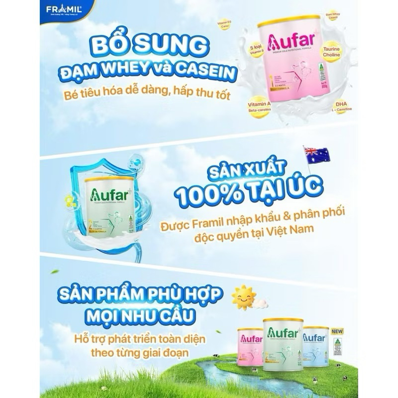 {Chính hãng } Sữa Aufar Úc đủ số 1,2,3 cho bé nhập khẩu nguyên lon