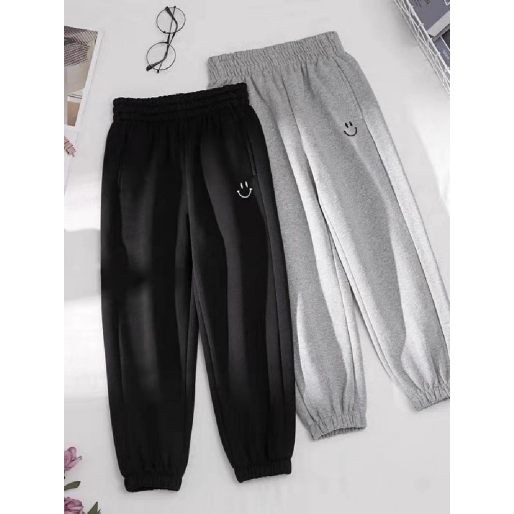 ⚡️ MẪU MỚI ⚡️ Quần Jogger Nỉ IN MẶT CƯỜI (Ánh Thật) - QUẦN DÀI NAM NỮ BO GẤU ỐNG RỘNG SSL