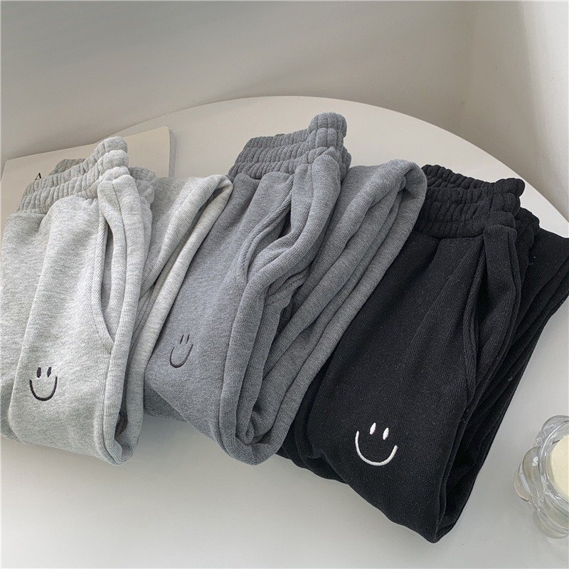 ⚡️ MẪU MỚI ⚡️ Quần Jogger Nỉ IN MẶT CƯỜI (Ánh Thật) - QUẦN DÀI NAM NỮ BO GẤU ỐNG RỘNG SSL