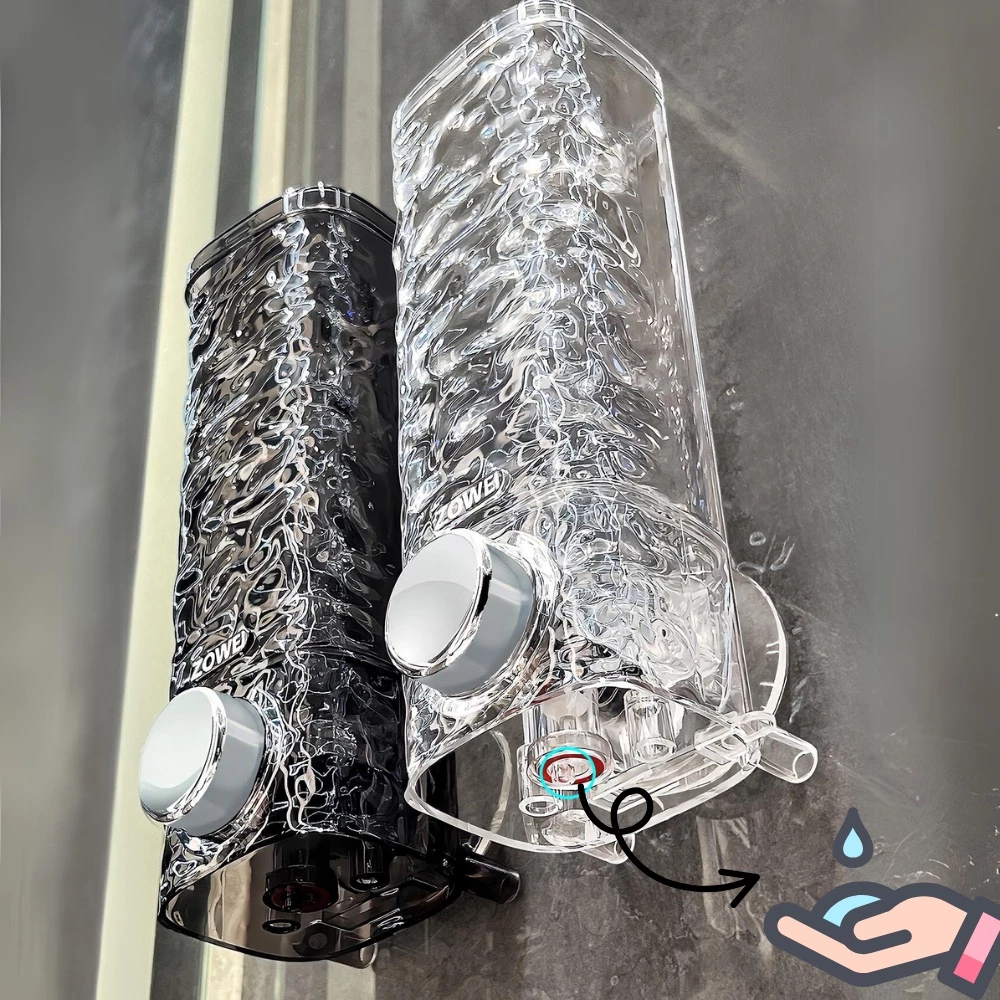 Hộp Đựng Sữa Tắm Dầu Gội Nước Rửa Tay Hút Chân Không Vân Kim Cương DINO, Hộp Đựng Xà Phòng Có Nắp Trong Suốt