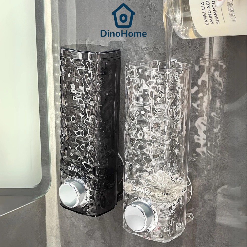 Hộp Đựng Sữa Tắm Dầu Gội Nước Rửa Tay Hút Chân Không Vân Kim Cương DINO, Hộp Đựng Xà Phòng Có Nắp Trong Suốt