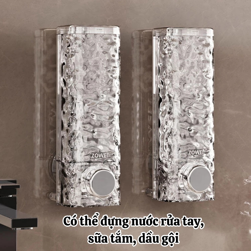 Hộp Đựng Sữa Tắm Dầu Gội Nước Rửa Tay Hút Chân Không Vân Kim Cương DINO, Hộp Đựng Xà Phòng Có Nắp Trong Suốt