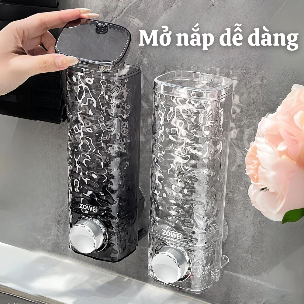 Hộp Đựng Sữa Tắm Dầu Gội Nước Rửa Tay Hút Chân Không Vân Kim Cương DINO, Hộp Đựng Xà Phòng Có Nắp Trong Suốt