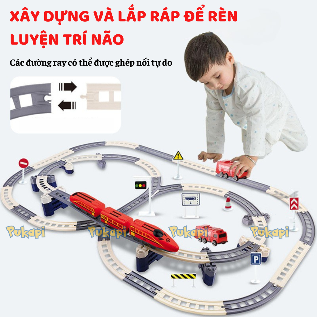 Đồ Chơi Đường Ray Tàu Hỏa Xe Lửa Cao Tốc 2 Tầng Mô Hình Lắp Ráp Phát Triển Trí Não Cho Bé - Đồ Chơi Cho Bé PUKAPI