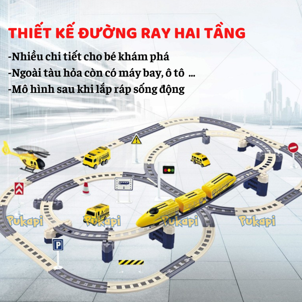 Đồ Chơi Đường Ray Tàu Hỏa Xe Lửa Cao Tốc 2 Tầng Mô Hình Lắp Ráp Phát Triển Trí Não Cho Bé - Đồ Chơi Cho Bé PUKAPI