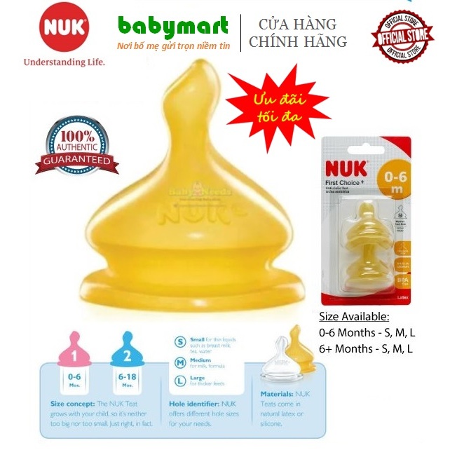 Ảnh Bộ 2 ty thay bình sữa Nuk cao su đủ size 1