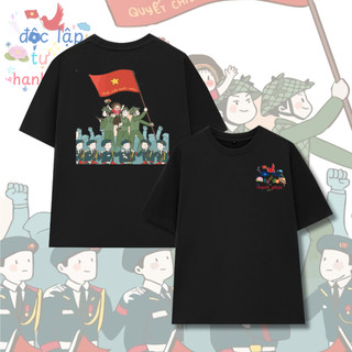 Áo Thun Unisex QCQT Độc Lập Tự Do VN, Áo Phông Nam Nữ Form Rộng Tay Lỡ Chất Thun Cotton60 Mềm Mịn