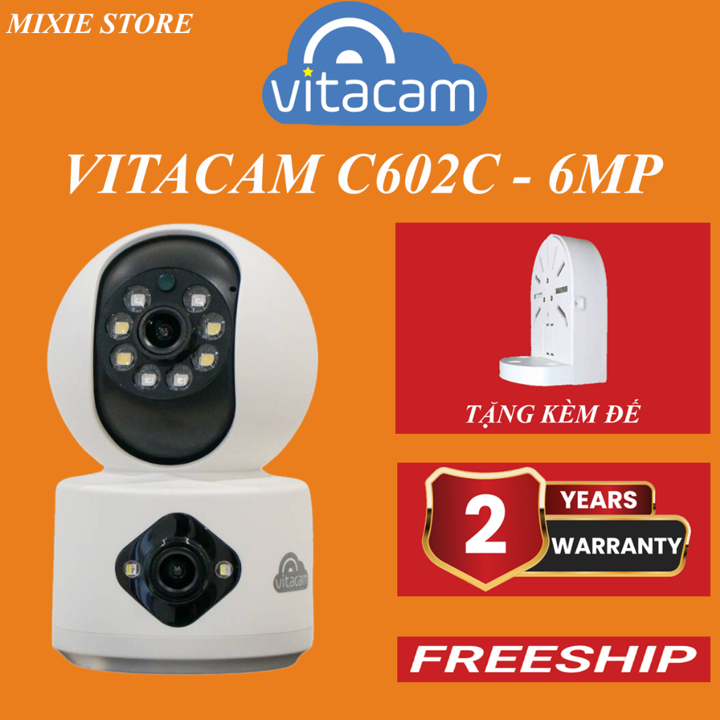 VITACAM C602C - 6MP - Camera kép 2 mắt, góc nhìn rộng, đàm thoại 2 ...