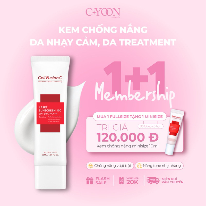 Ảnh Kem chống nắng cho da nhạy cảm Cell Fusion C Laser Sunscreen 100 SPF50+ PA++++ bảo vệ da khỏi tia UV 50ml 1