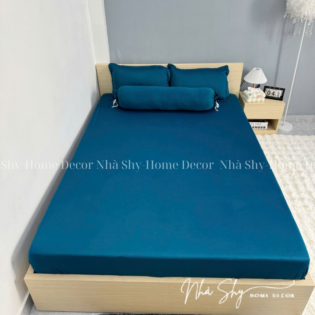 Trọn Bộ Ga Giường Thun Hàn Quốc Trơn - Nhiều Màu - Chất Không Nhăn - 4 Món - Không Mền - Nhà Shy Home Decor