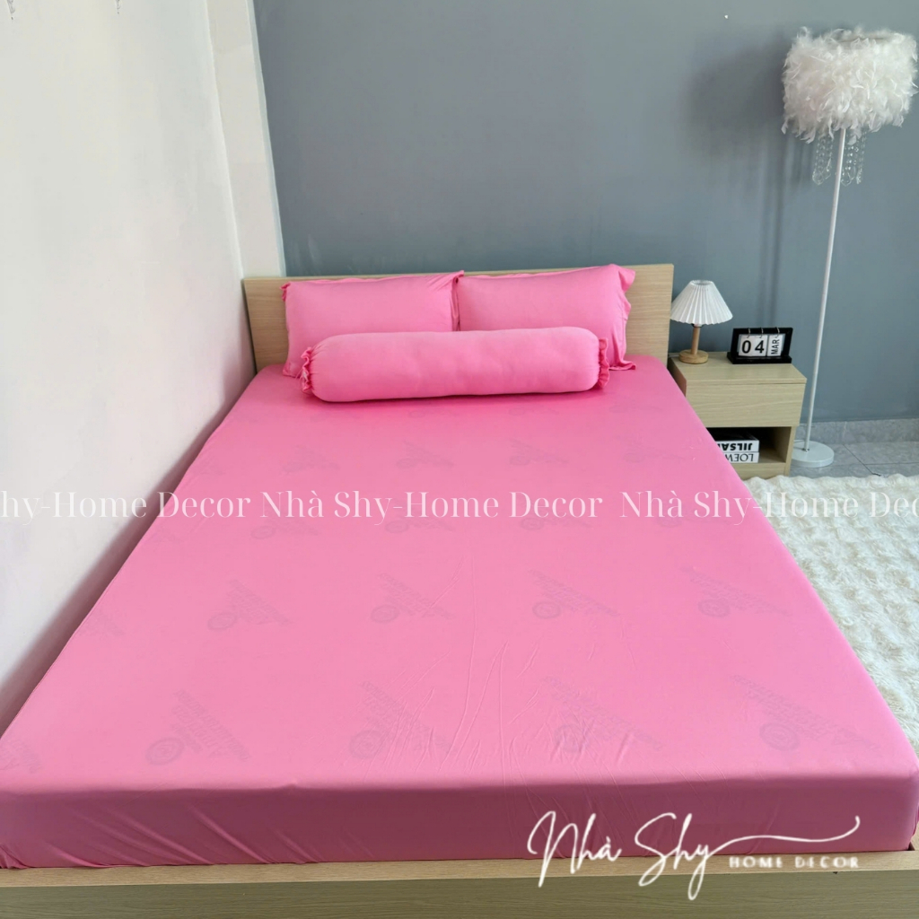 Trọn Bộ Ga Giường Thun Hàn Quốc Trơn - Nhiều Màu - Chất Không Nhăn - 4 Món - Không Mền - Nhà Shy Home Decor