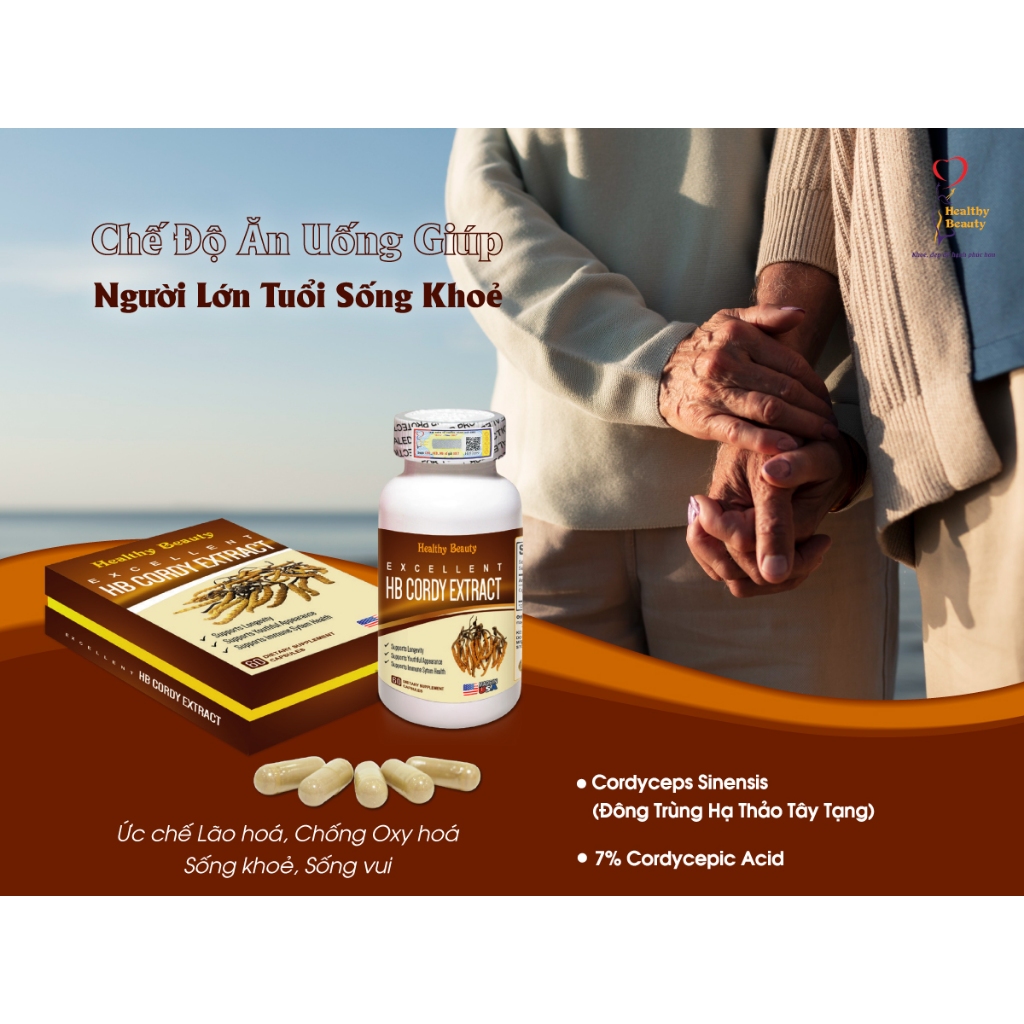 Ảnh Viên uống Đông Trùng Hạ Thảo HB CORDY EXTRACT  Healthy Beauty hộp 60 viên 4