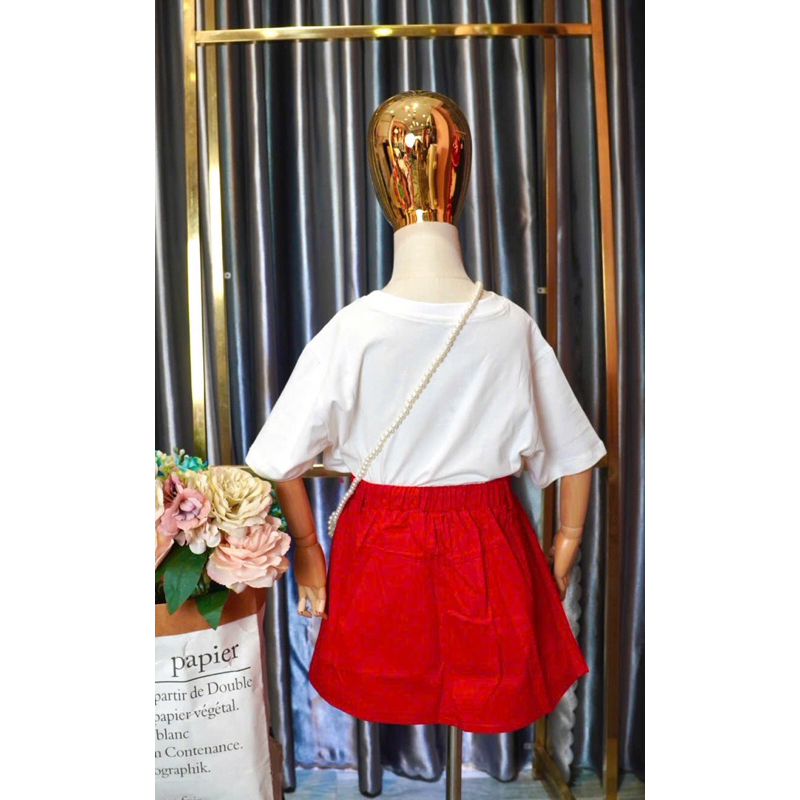 SALE LỚN  Sét bé gái áo thun cotton chân váy chữ A cho mẹ và bé gái,chân váy jean ngắn bé gái,sét tết đỏ mẹ bé gái