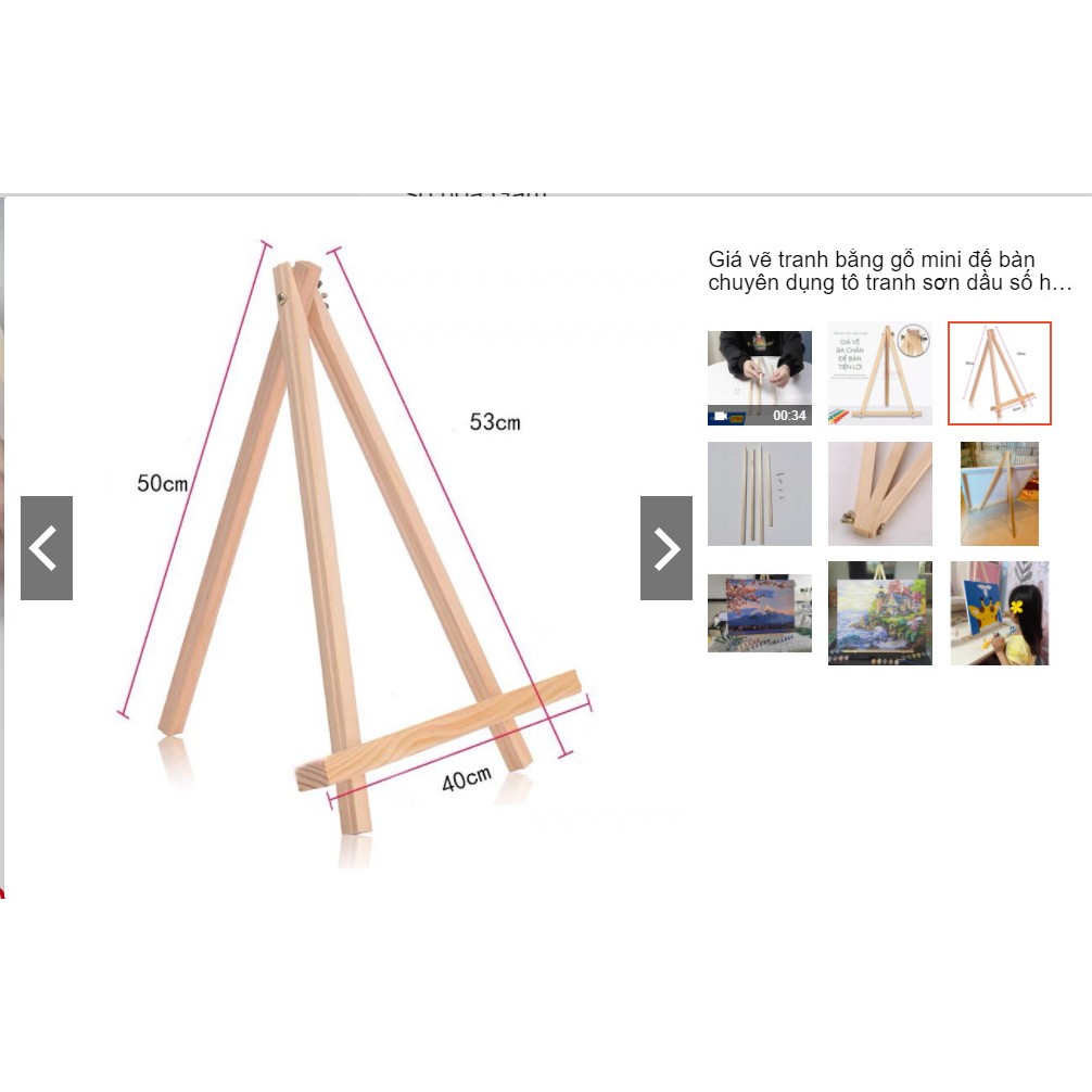 Giá vẽ tranh bằng gỗ mini để bàn chuyên dụng tô và trang trí tranh số hóa