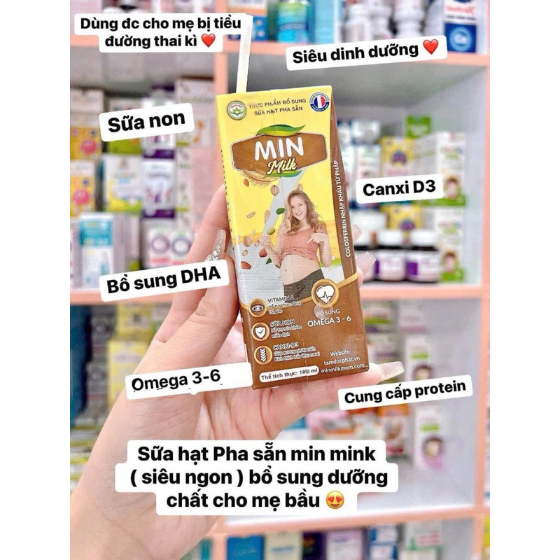 [Thùng 48 Hộp] Sữa Hạt MinMilk Cho Bà Bầu, Người Tiểu Đường, Suy Nhược - Bổ Sung Canxi DHA, Sữa Non Pháp 180ml