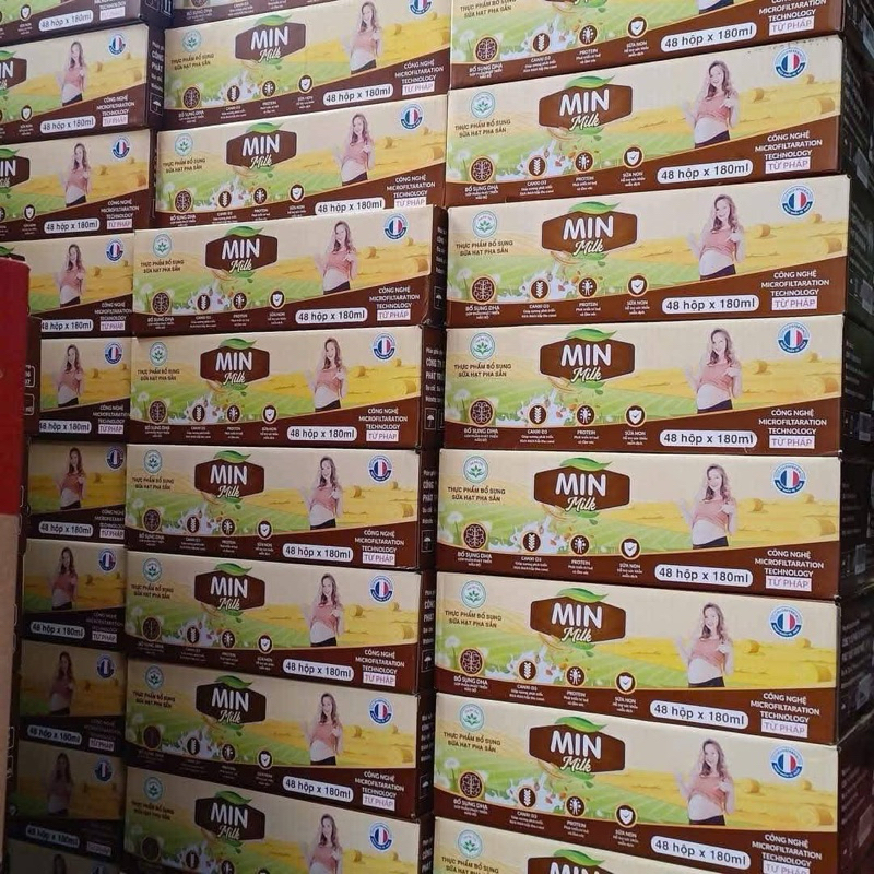 [Thùng 48 Hộp] Sữa Hạt MinMilk Cho Bà Bầu, Người Tiểu Đường, Suy Nhược - Bổ Sung Canxi DHA, Sữa Non Pháp 180ml