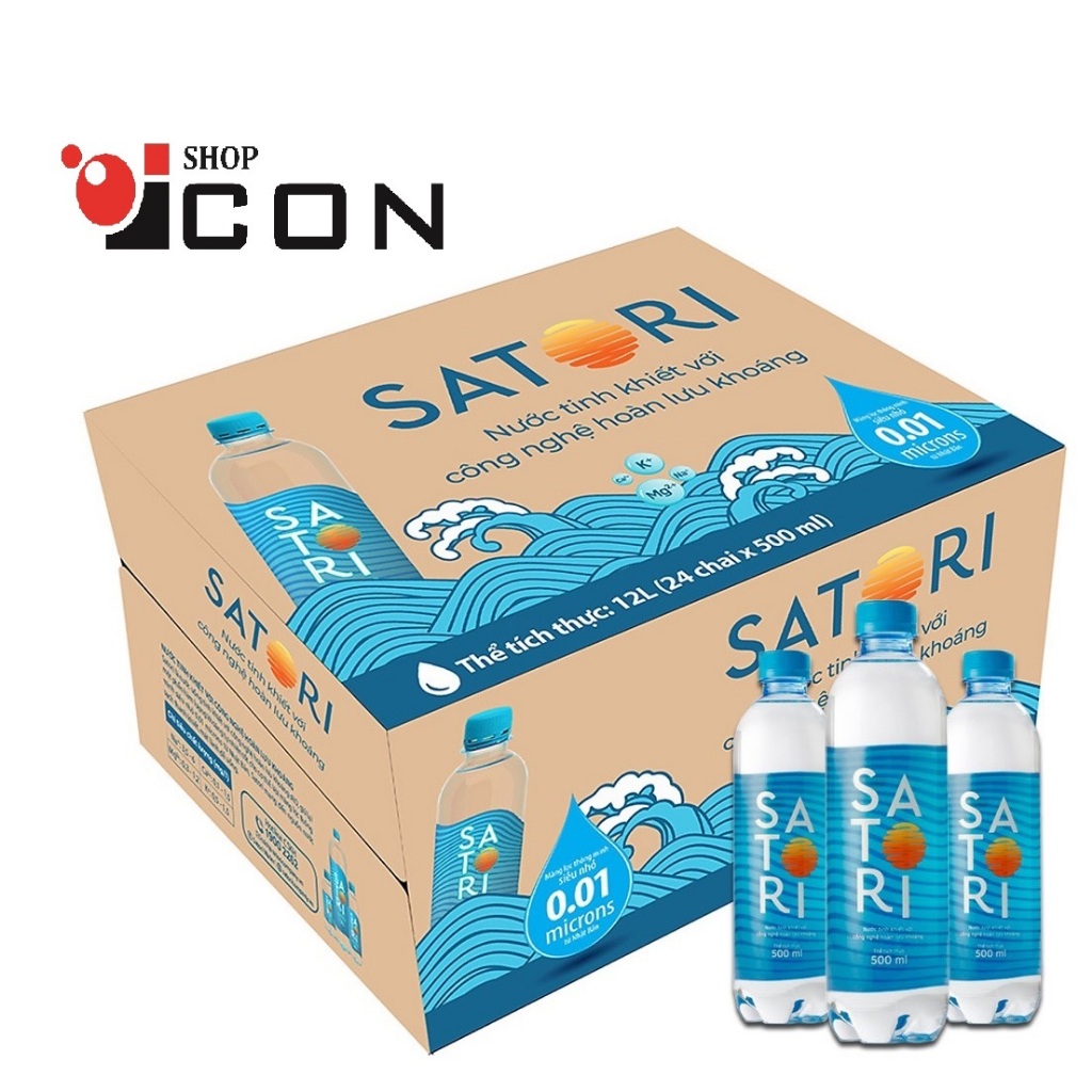 [hỏa tốc]Nước Uống Satori Tinh Khiết Hoàn Lưu Khoáng Chai 500ml và 1.5 Lít3