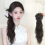 Kẹp tóc giả đuôi ngựa nối dài ngoặm tóc xoăn gợn sóng nước có kèm nơ lụa tua rua cho nữ thời trang Hàn Quốc