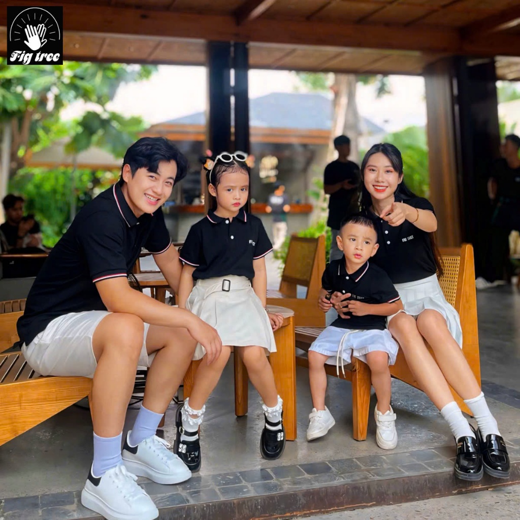 Đồng phục Áo Gia Đình Fig Tree Thun Polo Cá Sấu Cao Cấp Màu Đen Model, Hàng thiết kế, Nhiều Size