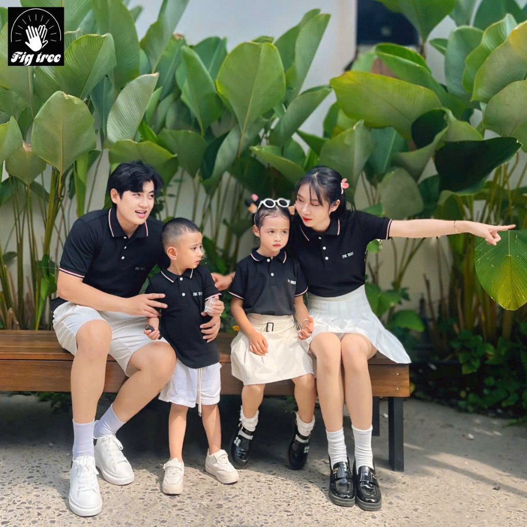 Đồng phục Áo Gia Đình Fig Tree Thun Polo Cá Sấu Cao Cấp Màu Đen Model, Hàng thiết kế, Nhiều Size