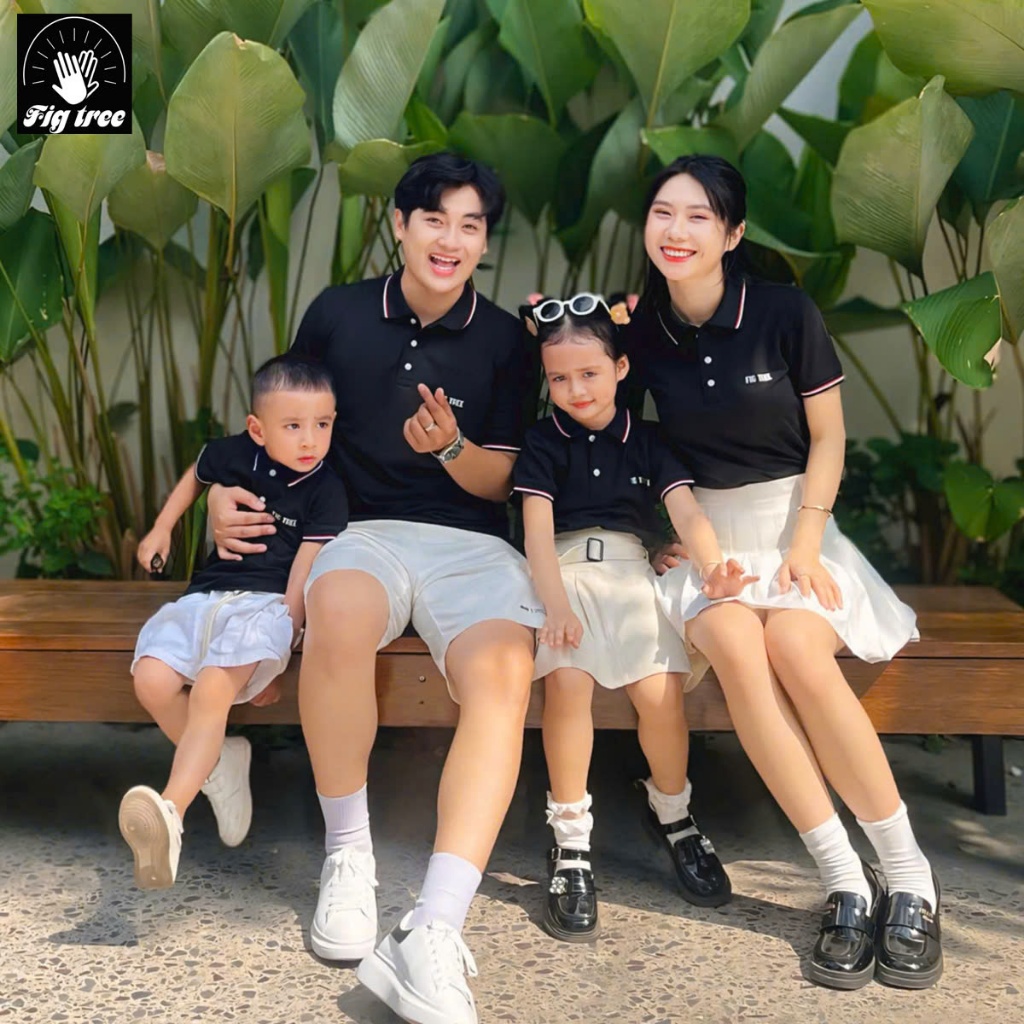 Đồng phục Áo Gia Đình Fig Tree Thun Polo Cá Sấu Cao Cấp Màu Đen Model, Hàng thiết kế, Nhiều Size