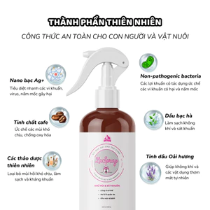 Xịt Khử Mùi Chó Mèo LASPRAY 500ml,Kháng Khuẩn,Khử Mùi Chuồng Trại,khử mùi chậu cát, an toàn cho boss