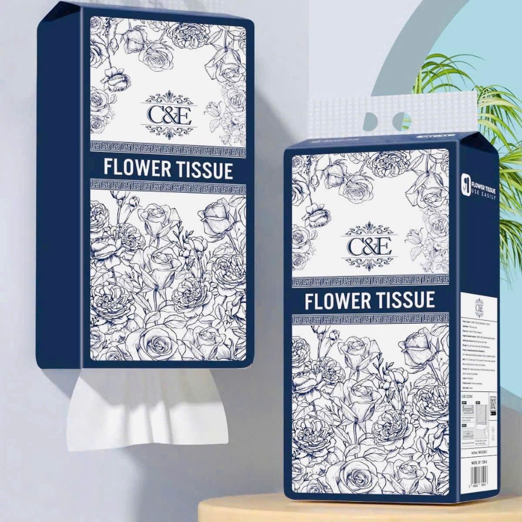 Giấy rút treo tường C&E 4 lớp màu trắng nội địa trung, giấy dai mịn, thùng 4 túi mỗi túi 1328 tờ