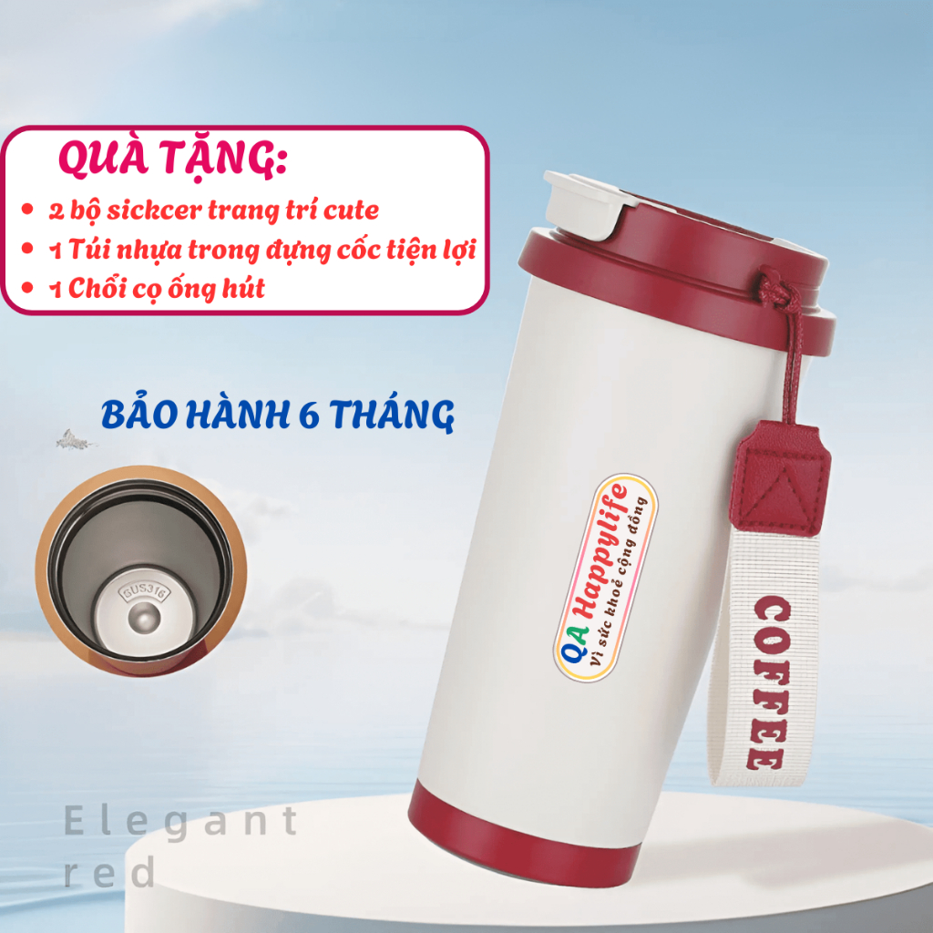 Cốc giữ nhiệt lót gốm liền mạch cách nhiệt,Thép không gỉ 316 QA Happylife giữ nhiệt 8-10h