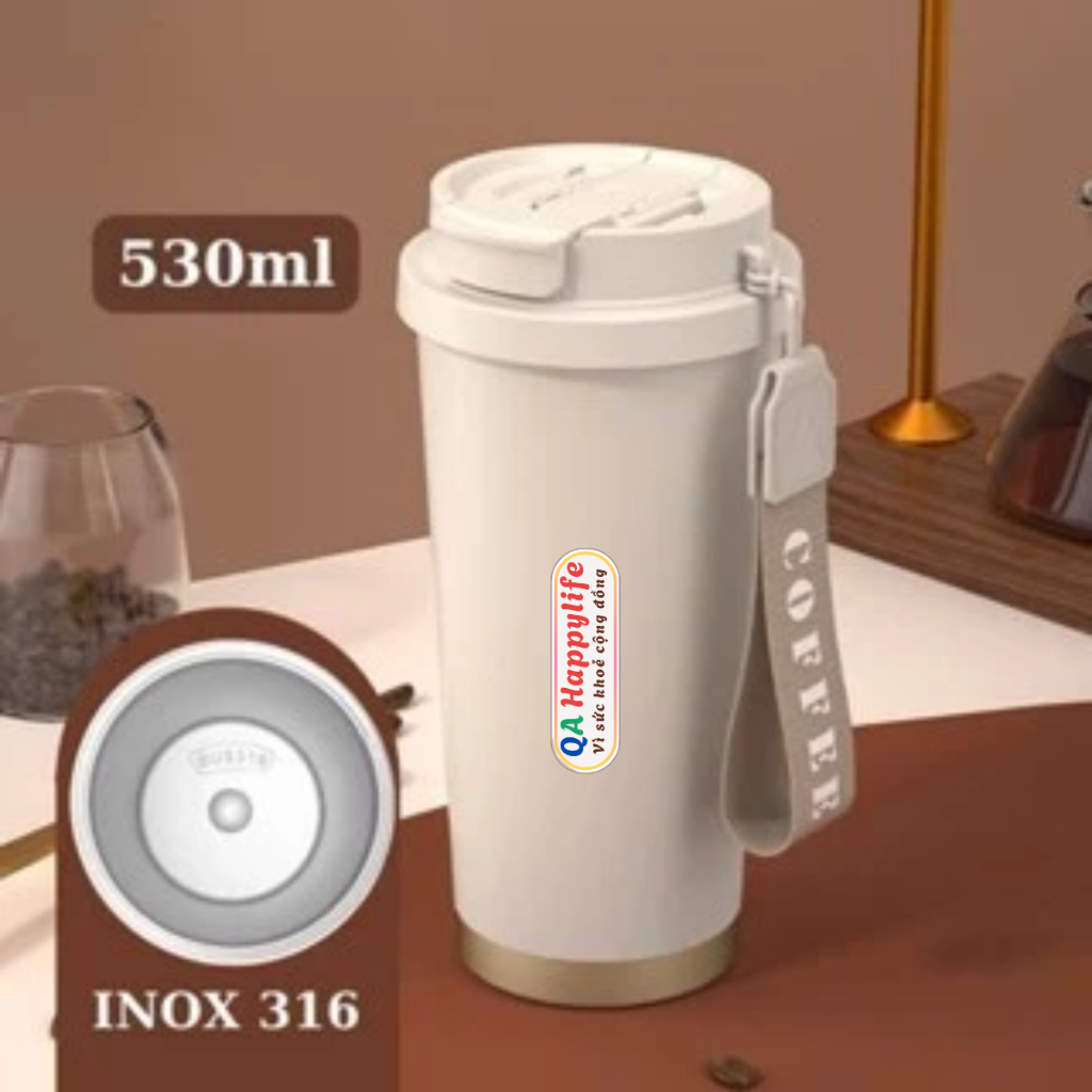 Cốc giữ nhiệt lót gốm liền mạch cách nhiệt,Thép không gỉ 316 QA Happylife giữ nhiệt 8-10h